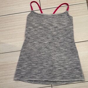 lululemon athletica Gray Tank Top with Pink Straps, size 10